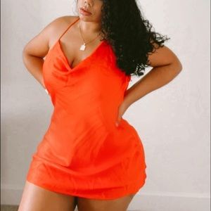 Zara orange satin mini dress